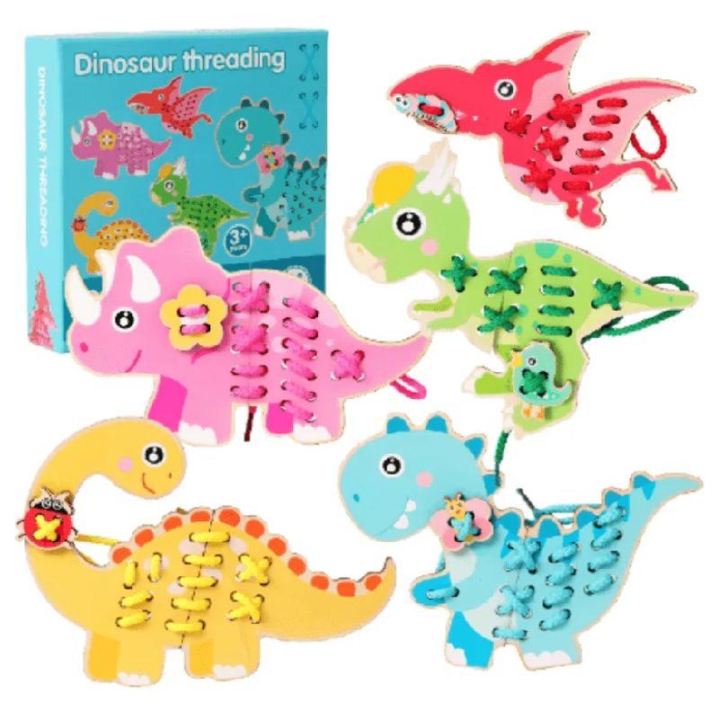 GENERICO - JUEGO DIDÁCTICO DINOSAURIO CON PASADORES