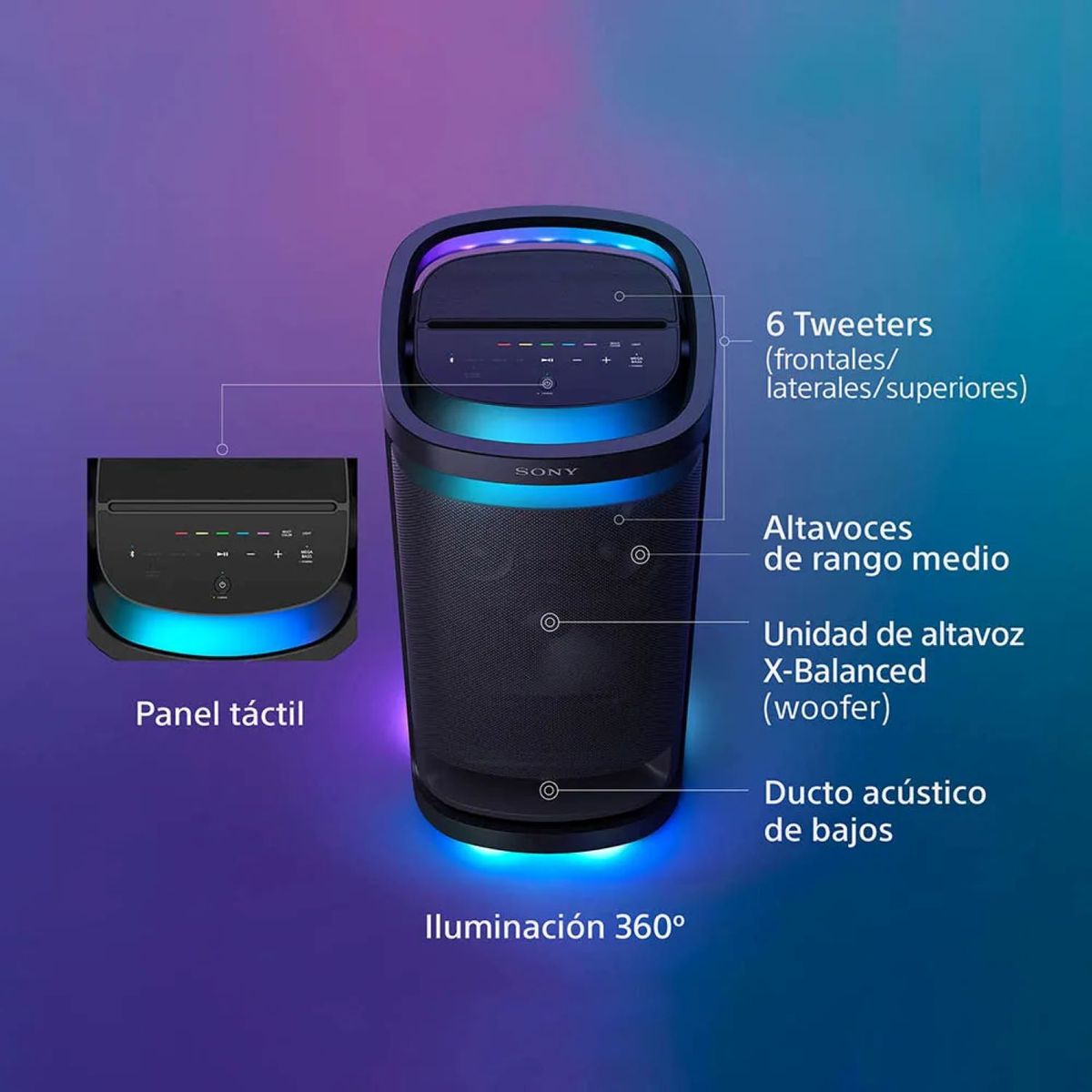 SONY - Sony Parlante Bluetooth SRS-XV900 de alta potencia Mega Bass