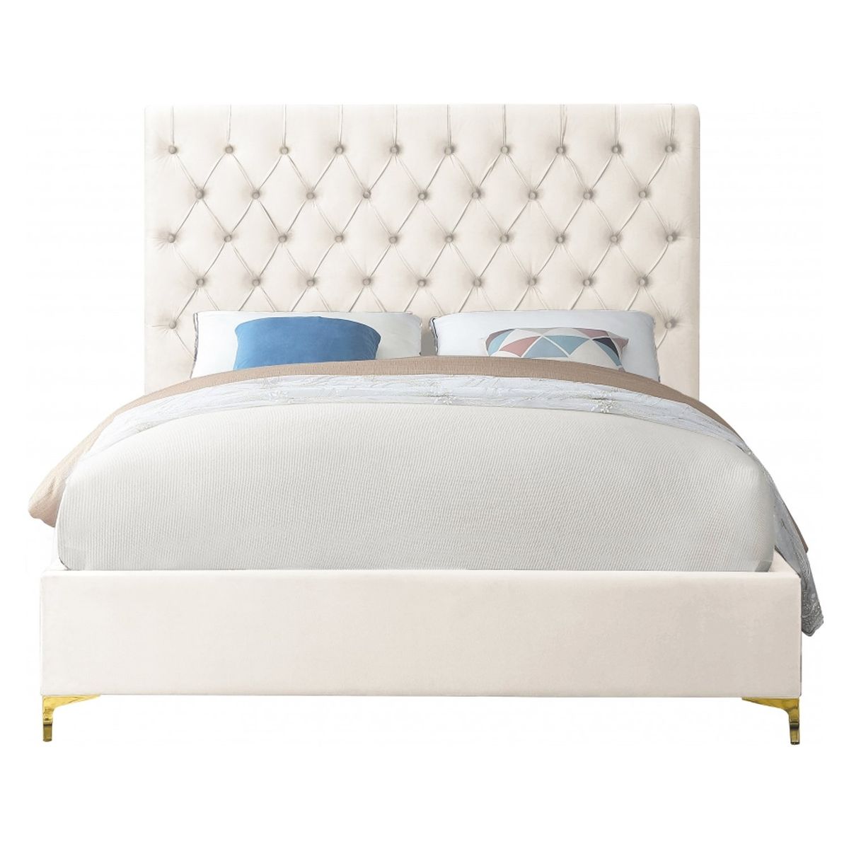 GENERICO - Cama Tapizada Capitoné Adda Perla 1.5 Plz