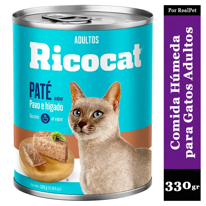 RICOCAT - Paté para Gatos Adultos Ricocat Pavo e Hígado 330gr