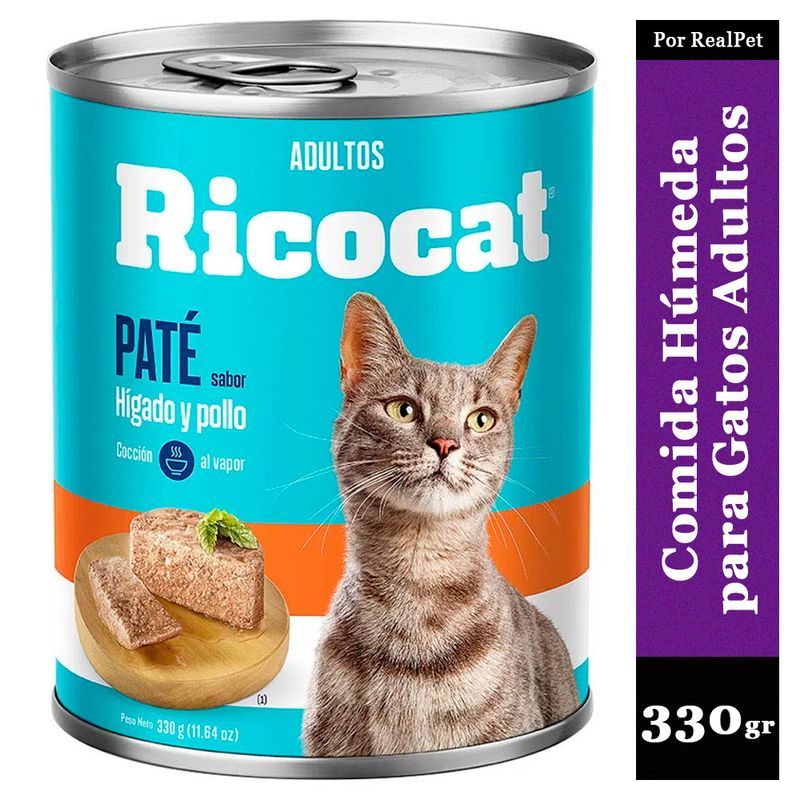 RICOCAT - Paté para Gatos Adultos Ricocat Hígado y Pollo 330gr