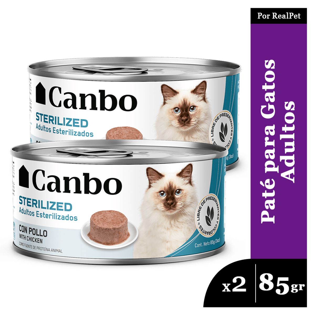 CANBO - Pack x2 Paté para Gato Adulto Esterilizado Canbo Pollo 85 gr