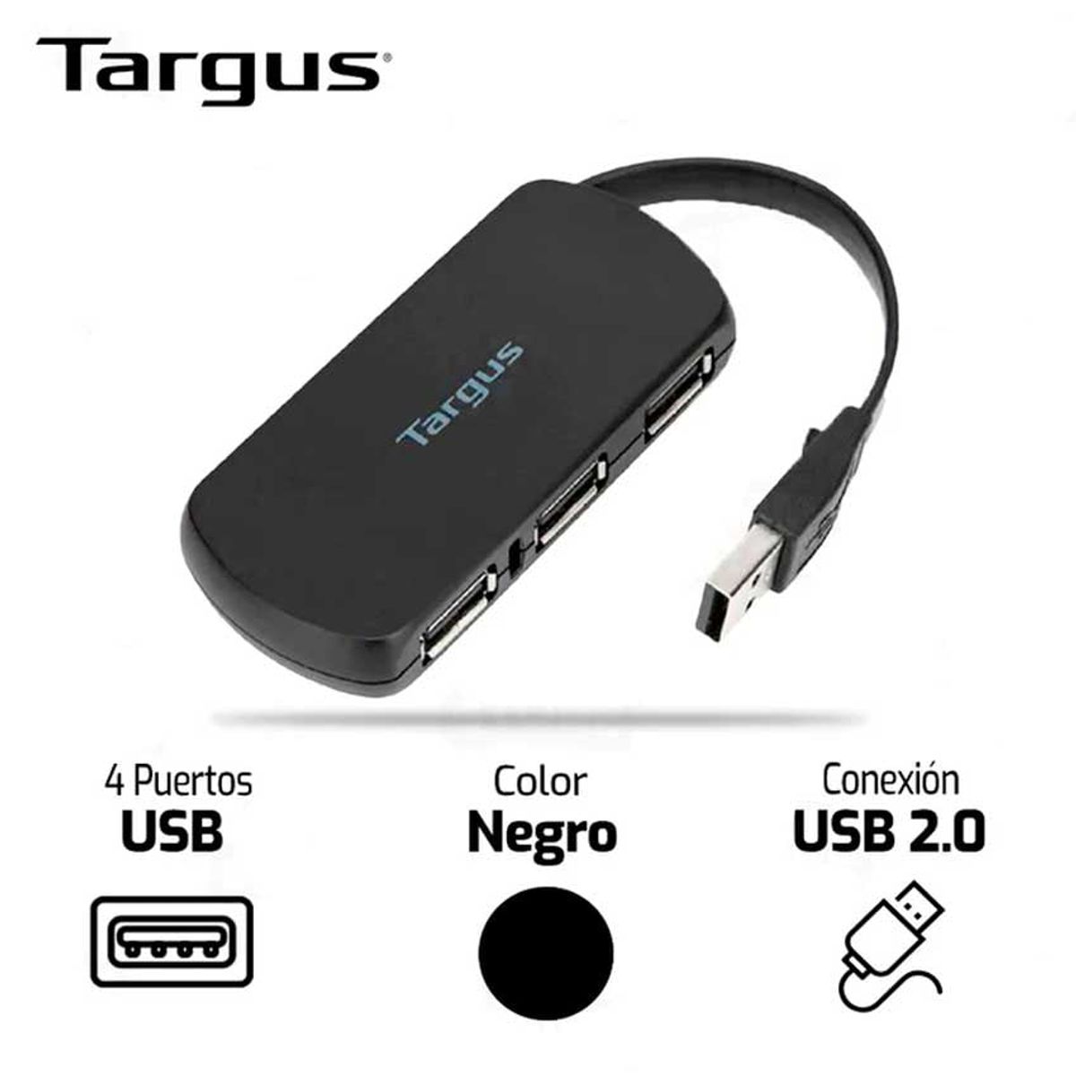 TARGUS - Hub Usb TARGUS 2.0 4 Puertos Negro
