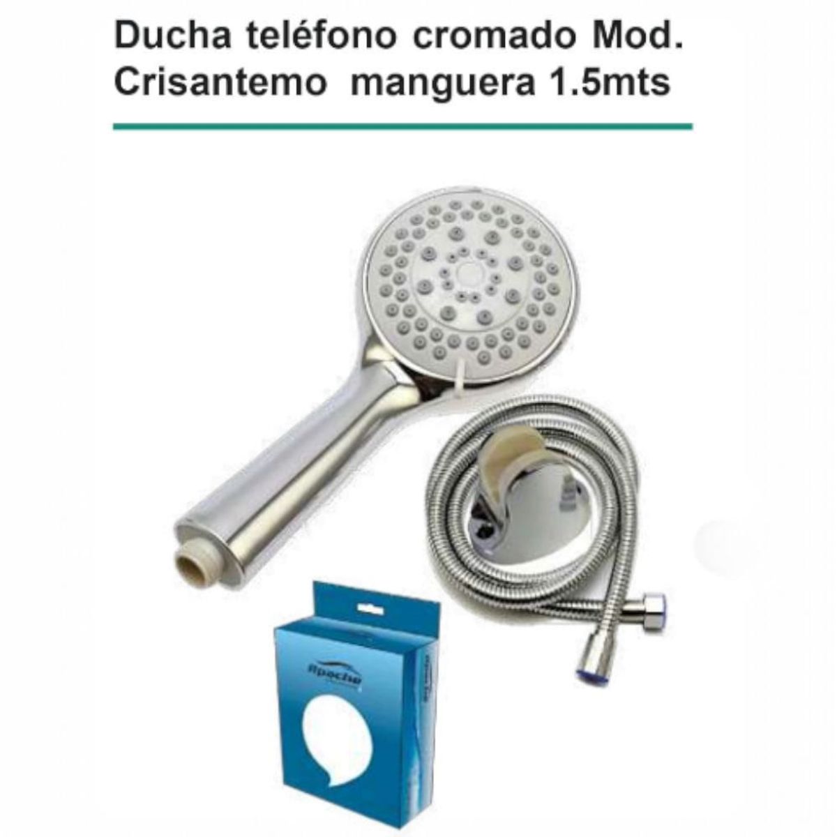 APACHE - Ducha Regadera de mano tipo Teléfono 5 Funciones Moderna de ABS cromado manguera acero 150cm