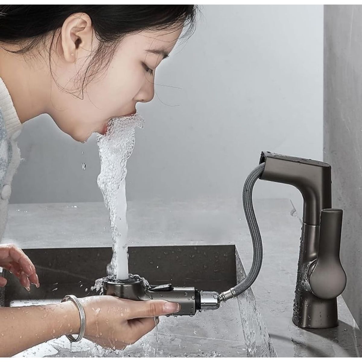 GENERICO - Grifo Caño Mezcladora Monomando Plomo Cabezal Extraíble ABS y cuerpo de Bronce