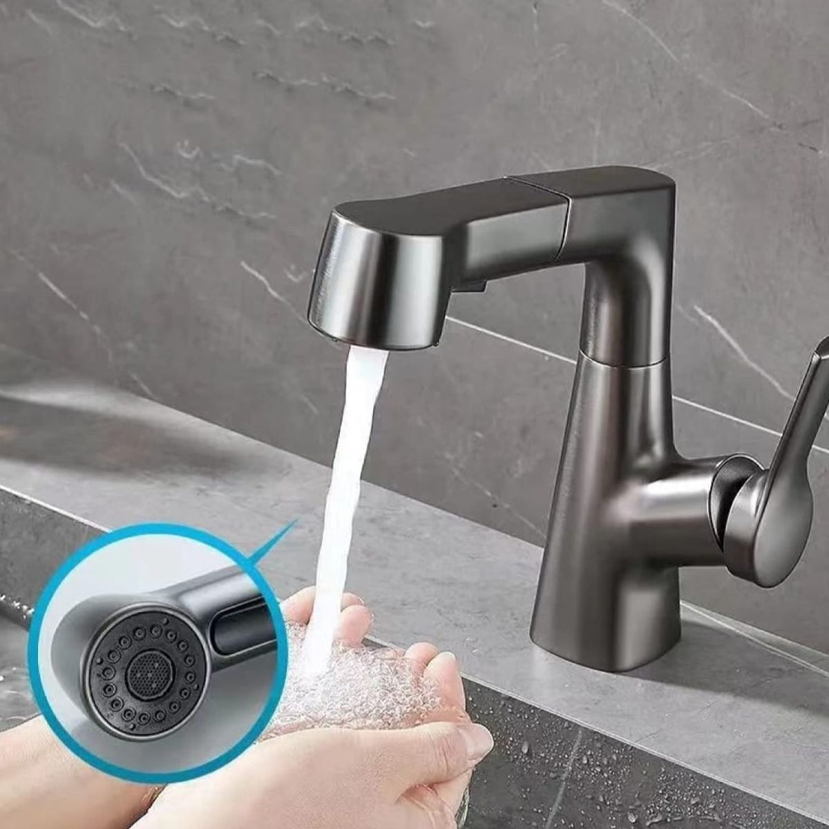 GENERICO - Grifo Caño Mezcladora Monomando Plomo Cabezal Extraíble ABS y cuerpo de Bronce