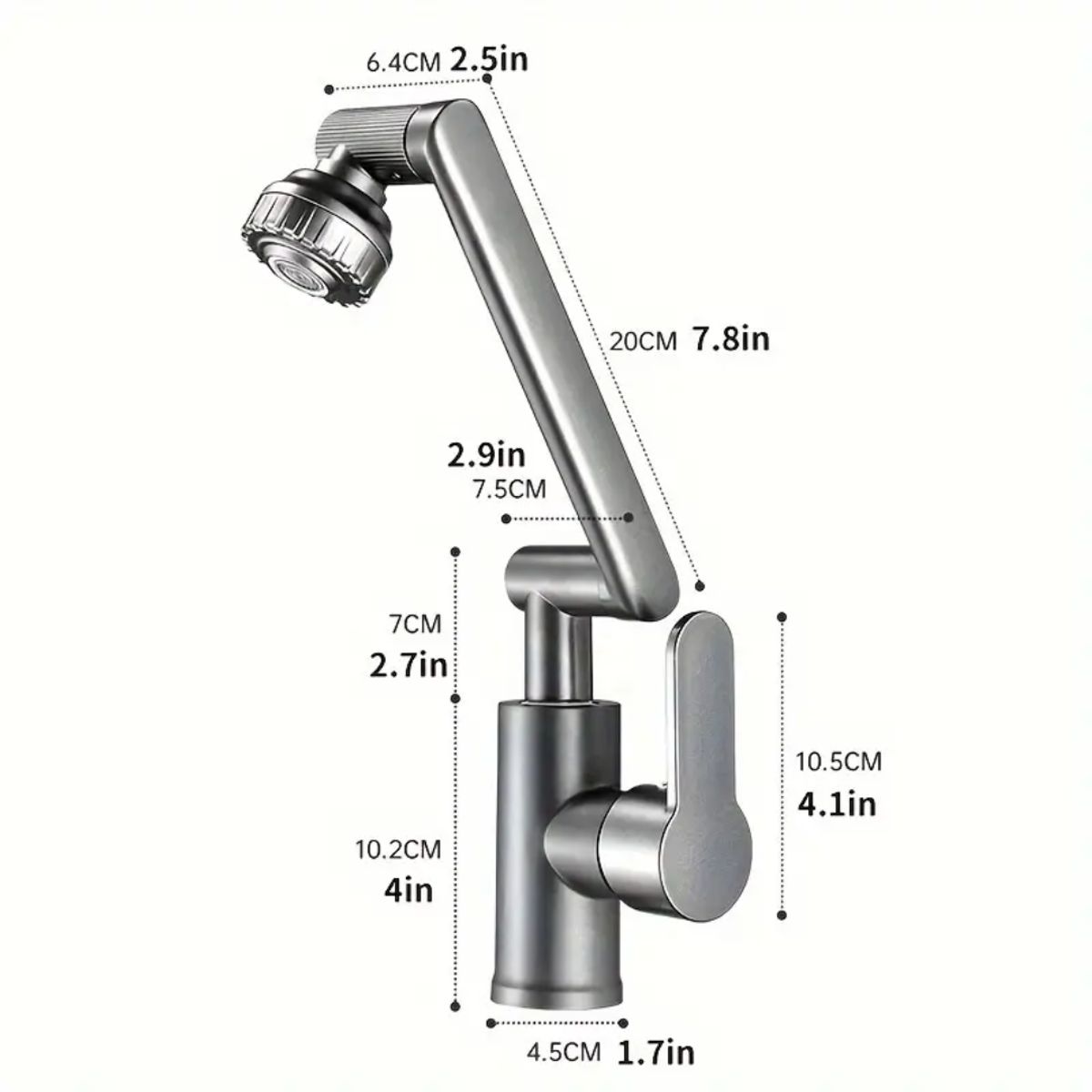 GENERICO - Grifo Mezcladora Brazo Robótico Negro Mate para Lavabo de Baño