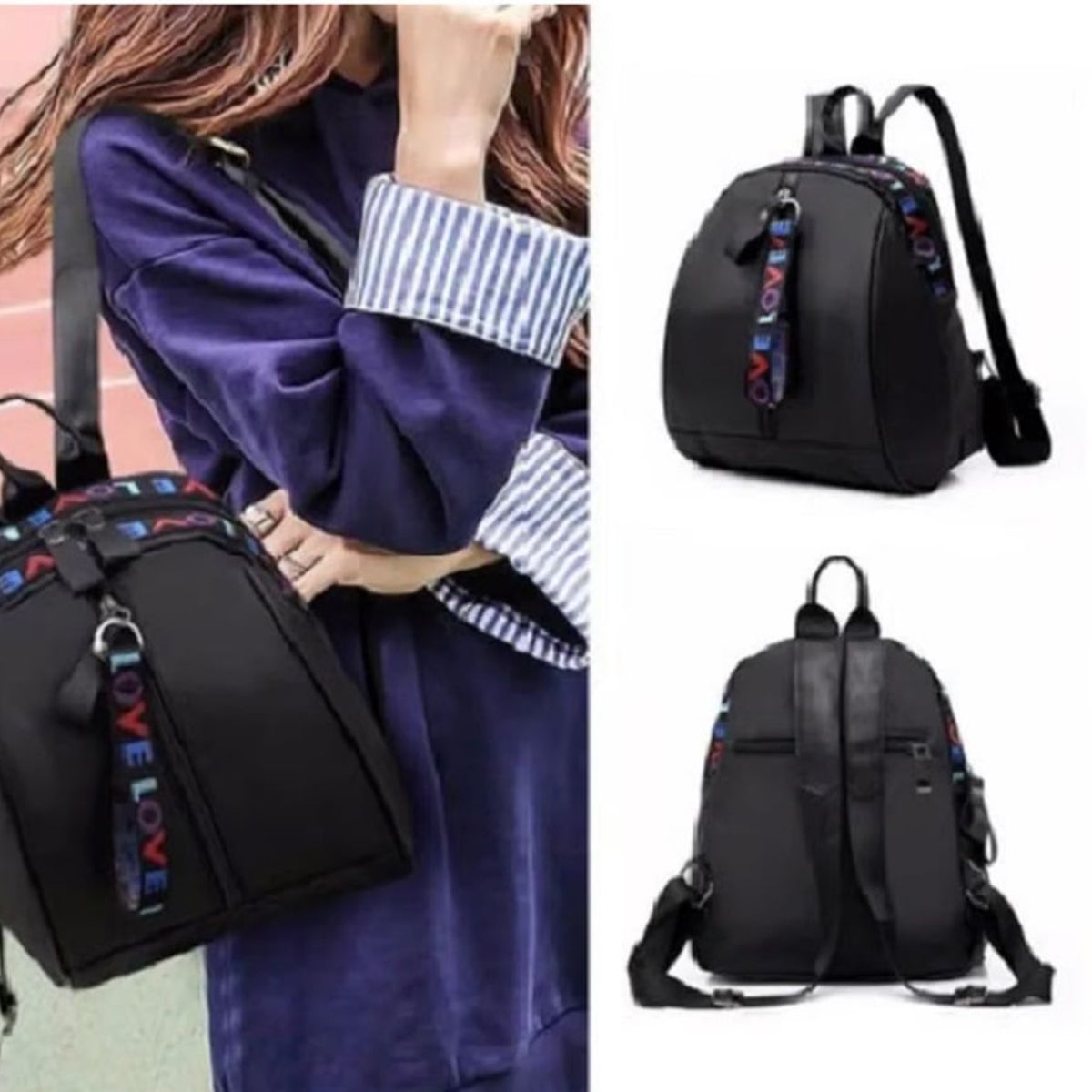 GENERICO - MOCHILA ANTIRROBO IMPERMEABLE PARA MUJER-OXFORD NEGRO