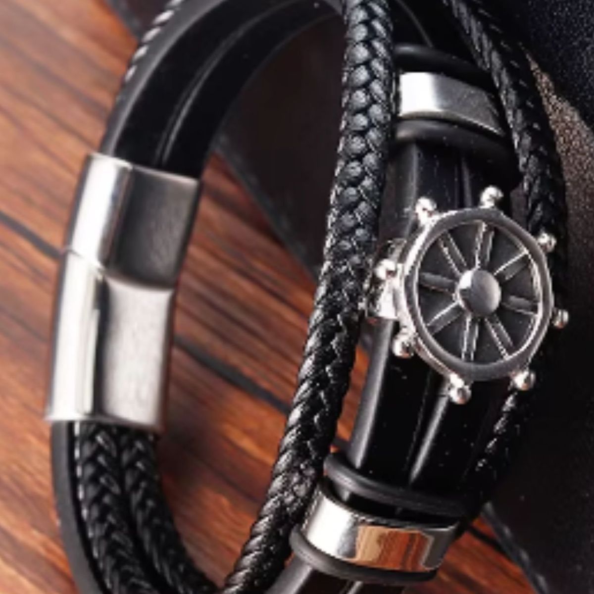 GENERICO - Pulsera Hombre Cuero  Naut Negro