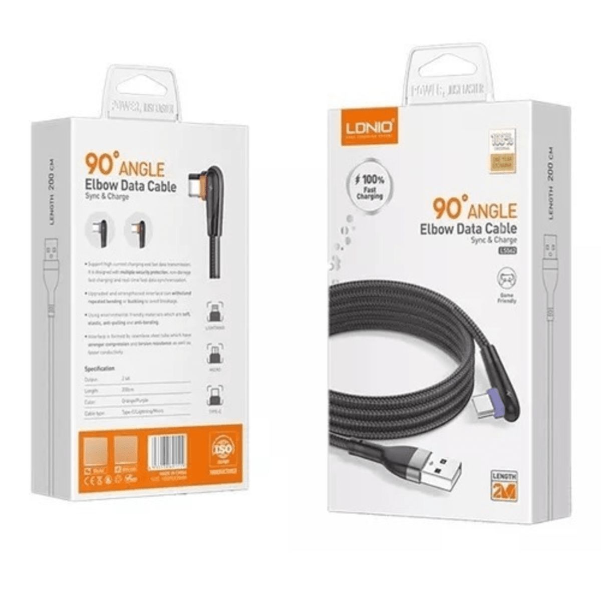 GENERICO - Cable De Datos USB a Lightning 2m Ldnio LS562 Negro Calidad
