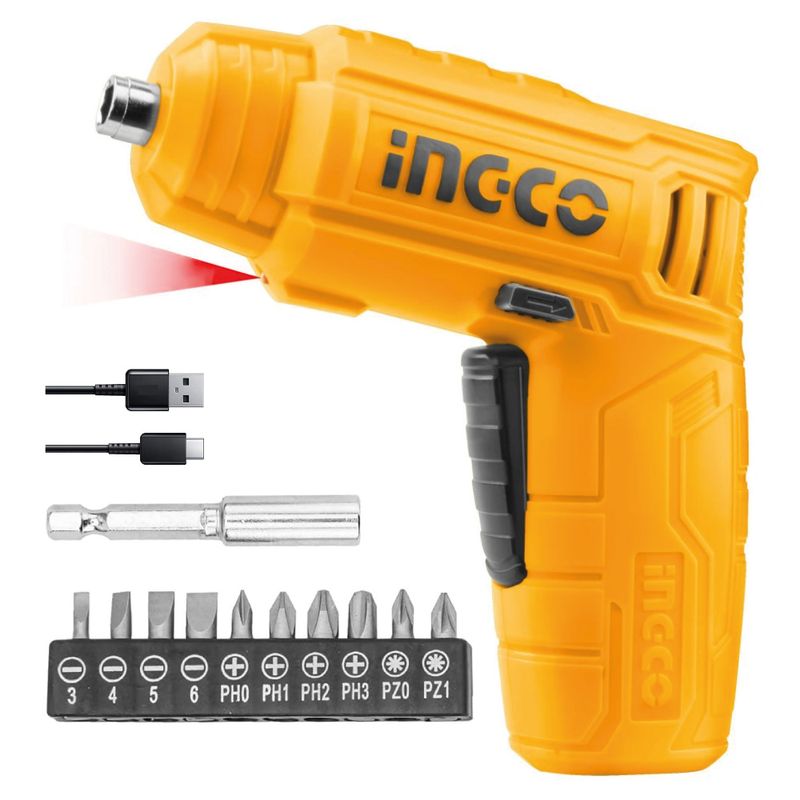 INGCO TOOLS - Atornillador Inalámbrico INGCO 4V + Accesorios CSDLI0402