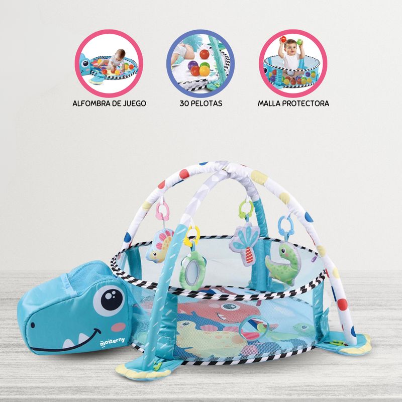 DOUX BEBE - Gimnasio Para Bebé DOUX BEBE 4 en 1 «DINO REX» Light Blue