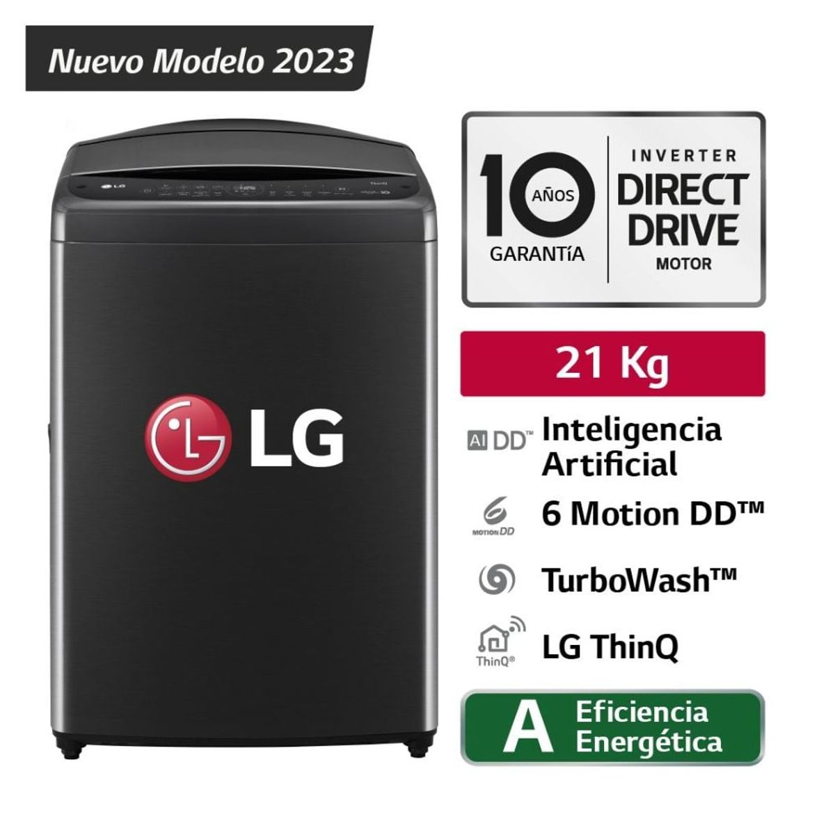 LG - Lavadora LG 21KG Carga Superior AI DD Inteligencia Artificial WT21PBV6