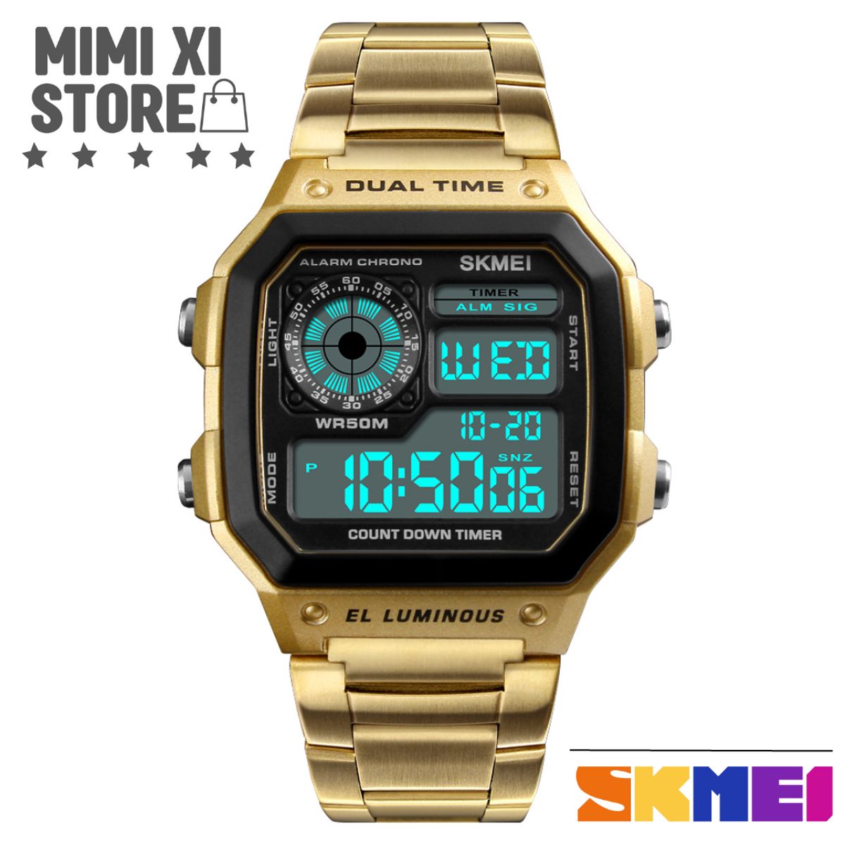 SKMEI - RELOJ HOMBRE TENDENCIA MIMI XI  DORADO