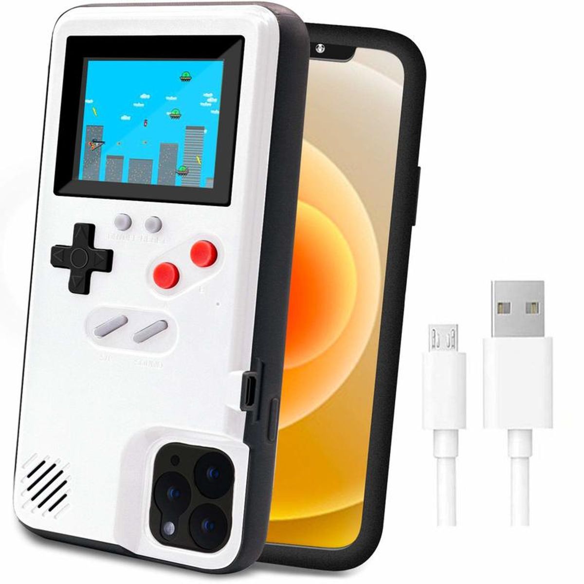 GENERICO - Carcasa Case iPhone 14 Retro Gamer 36 Juegos Blanco