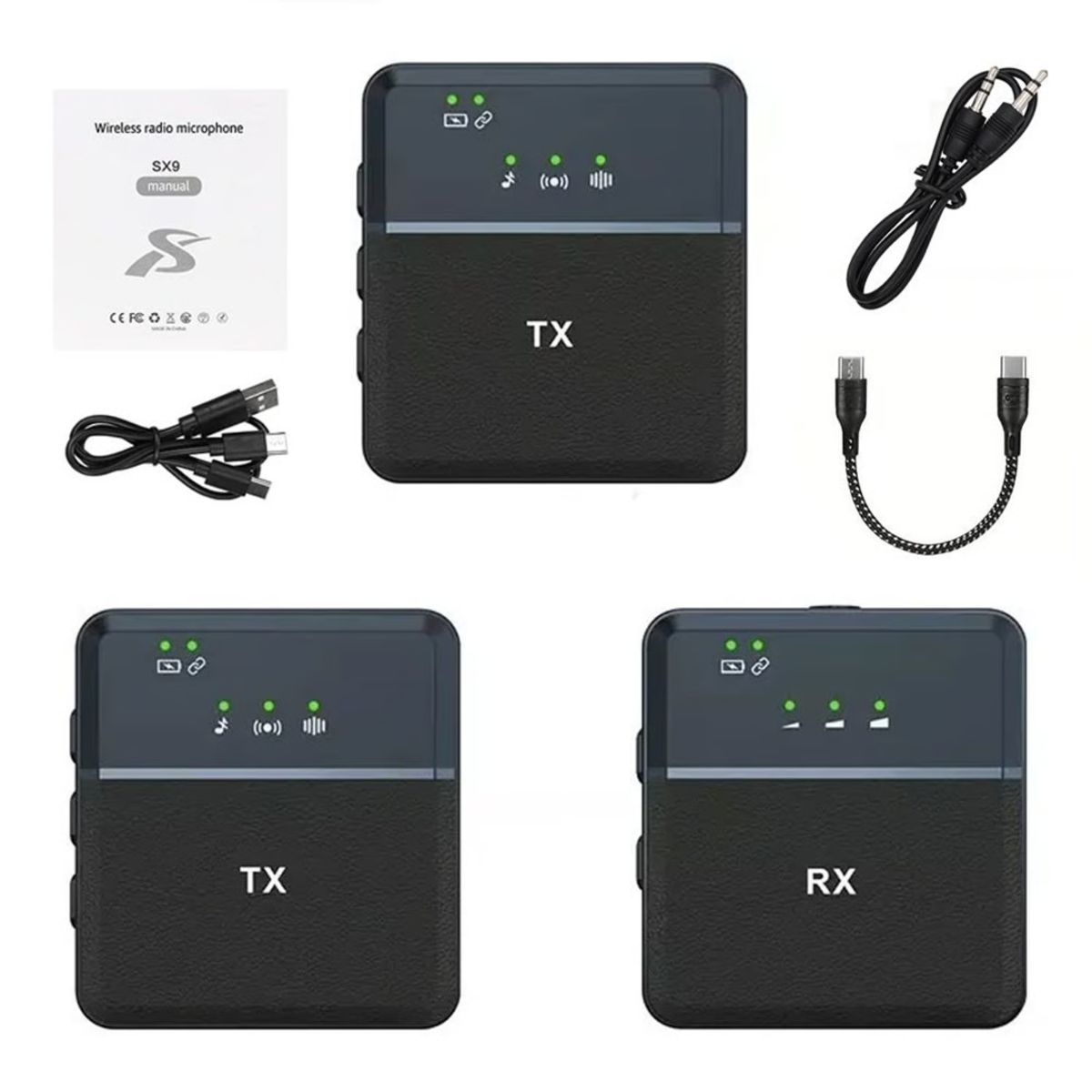 GENERICO - Micrófono Inalámbrico Lavalier Dual 2 en 1 Tipo C Micrófono 2.4G SX9