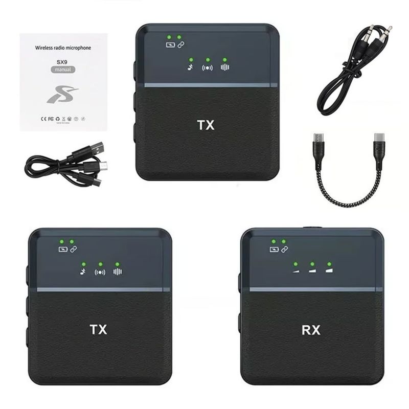 GENERICO - Micrófono Inalámbrico Lavalier Dual 2 en 1 Tipo C Micrófono 2.4G SX9