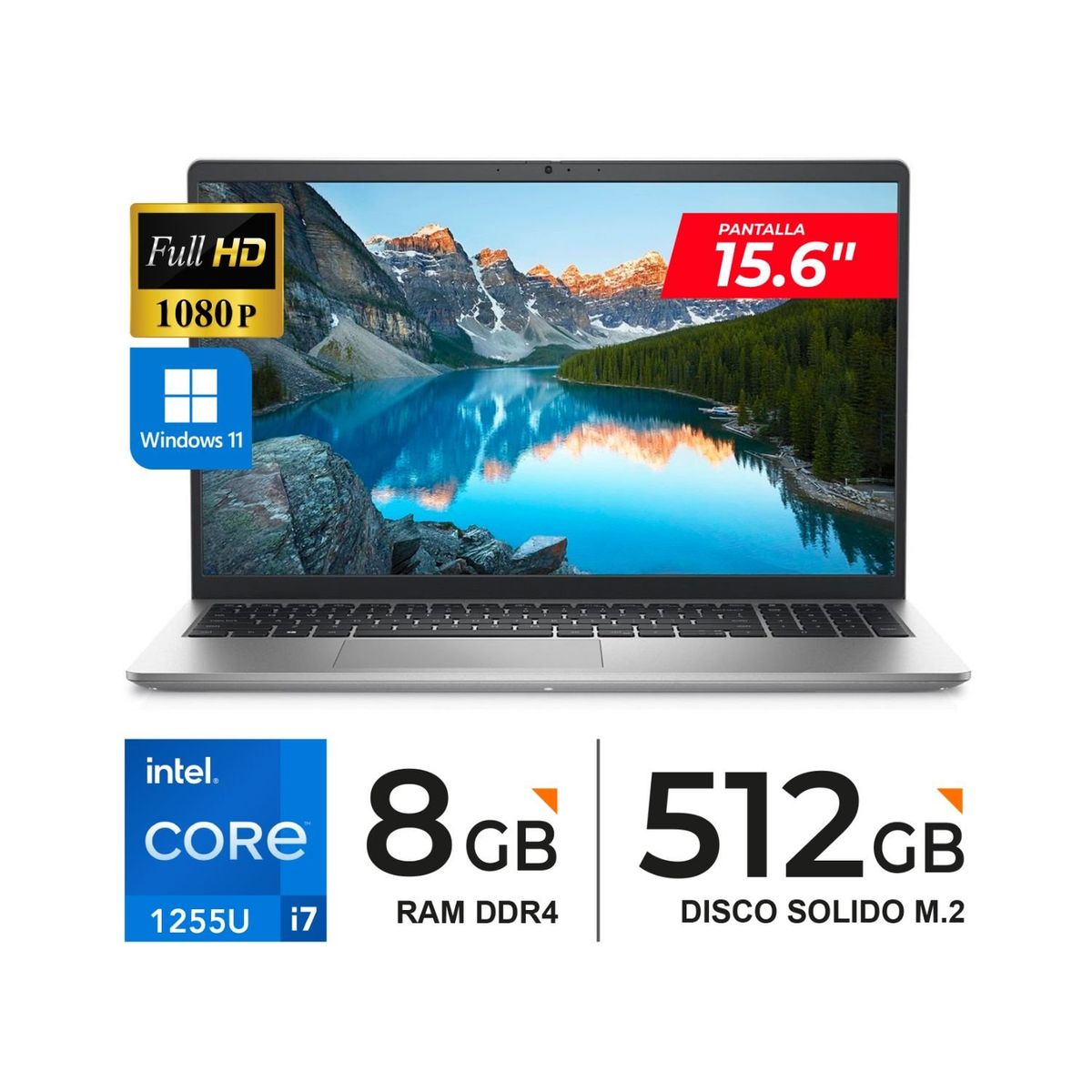 DELL - LAPTOP DELL INSPIRON 15 3520/ 15.6'' FHD/ Core i7-1255U/ 4.70GHz/ 8GB/ 512GB SSD/ Win11 Home