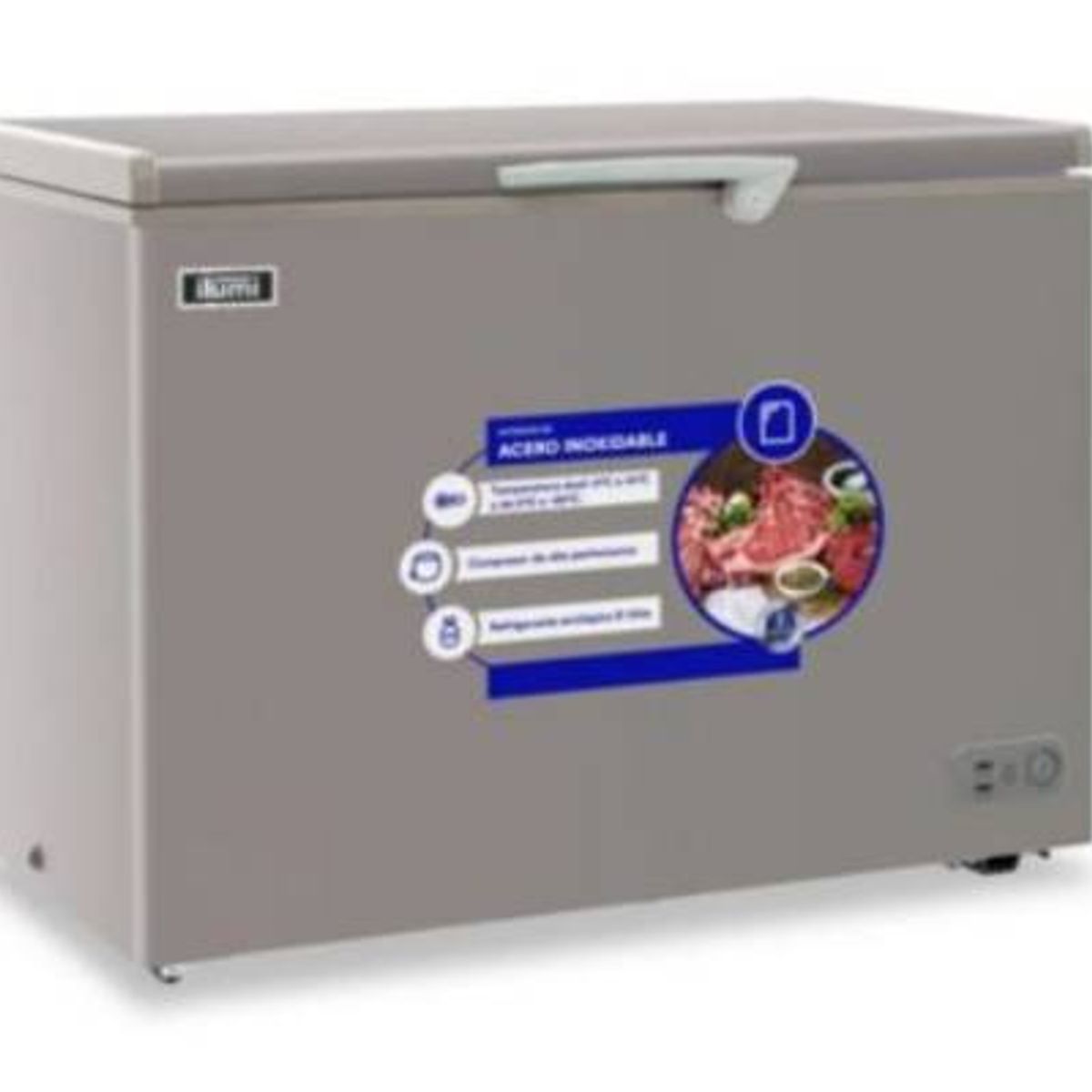 ILUMI - Congelador con tina de Acero Inoxidable de 340lt TFI-3400DG