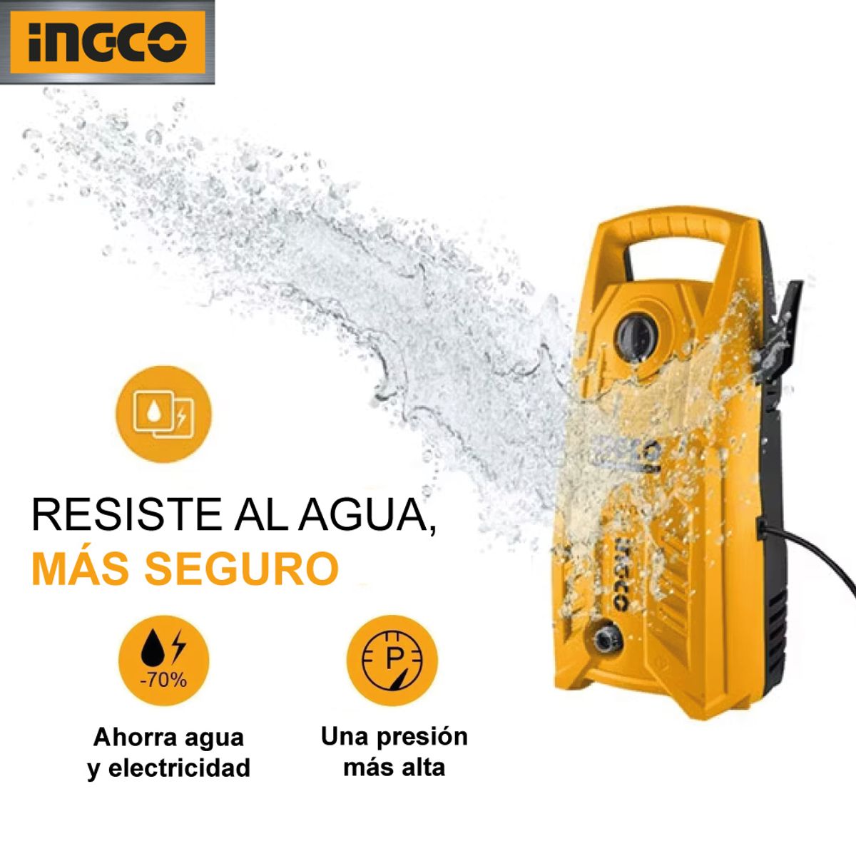 INGCO TOOLS - Hidrolavadora de Alta Presión INGCO 1400W 130 BAR 5.5L/MIN HPWR14008