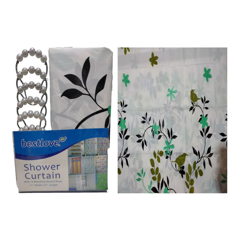 GENERICO - Cortina de ducha 180x180 con 12 ganchos diseño Paisaje