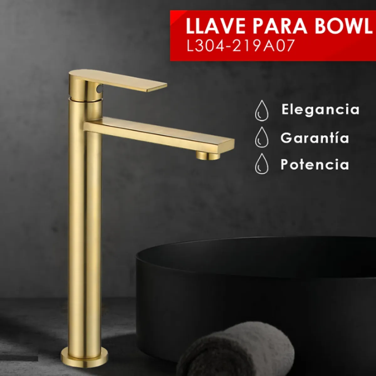 GENERICO - Llave para Baño Dorado Acero Inoxidable