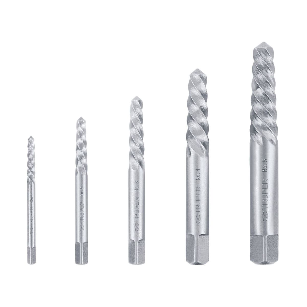 TRUPER - Juego con 5 extractores de tornillos, Truper