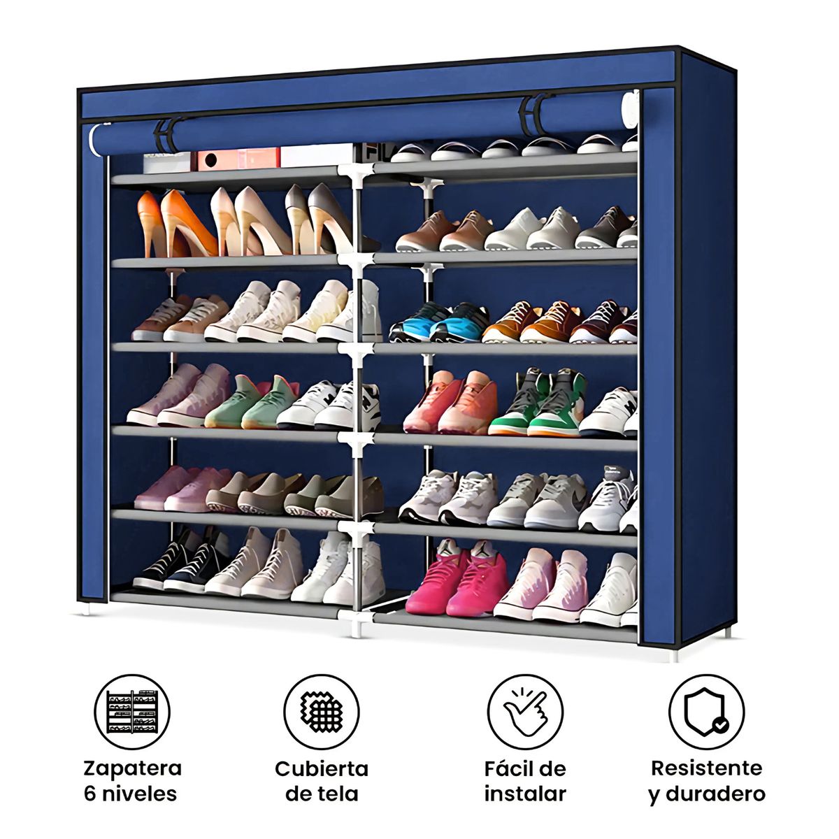 SM - ZAPATERA ORGANIZADOR DE ZAPATOS 12 COMPARTIMIENTOS-AZUL