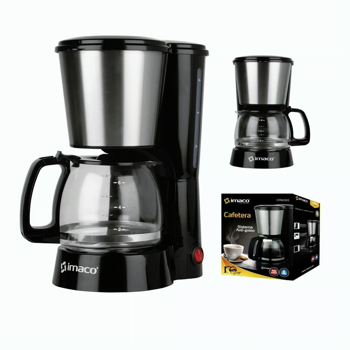 IMACO - Cafetera Eléctrica Imaco CM6065 Capacidad 6 Tazas 650 Watts