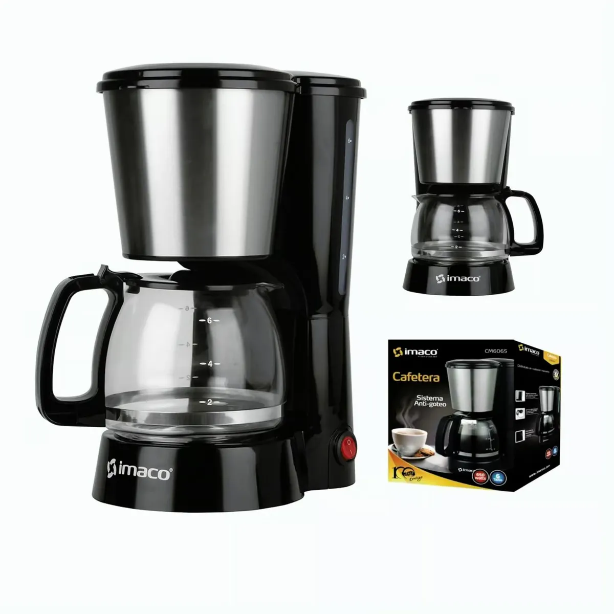 IMACO - Cafetera Eléctrica Imaco CM6065 Capacidad 6 Tazas 650 Watts