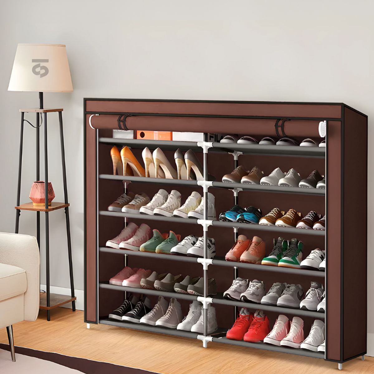 SM - ZAPATERA ORGANIZADOR DE ZAPATOS 6 NIVELES DOBLE CAFE