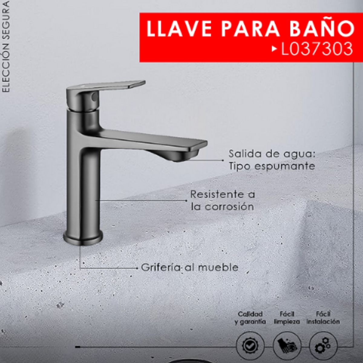 GENERICO - Llave para Baño Gris Mate