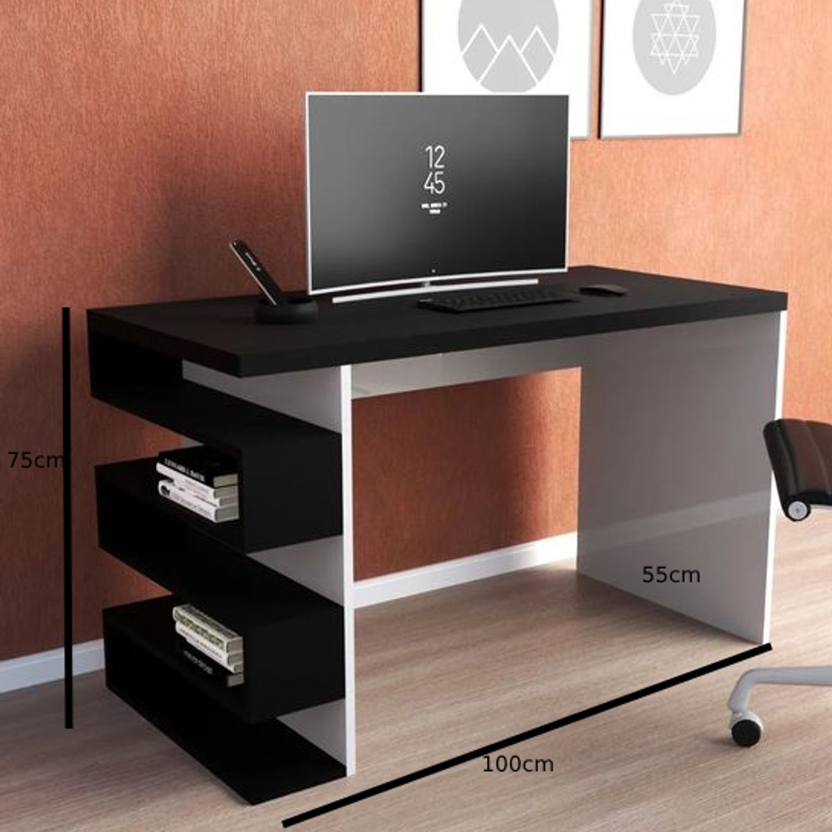 NACION MUEBLES - Escritorio Moderno Ale NegroBlanco