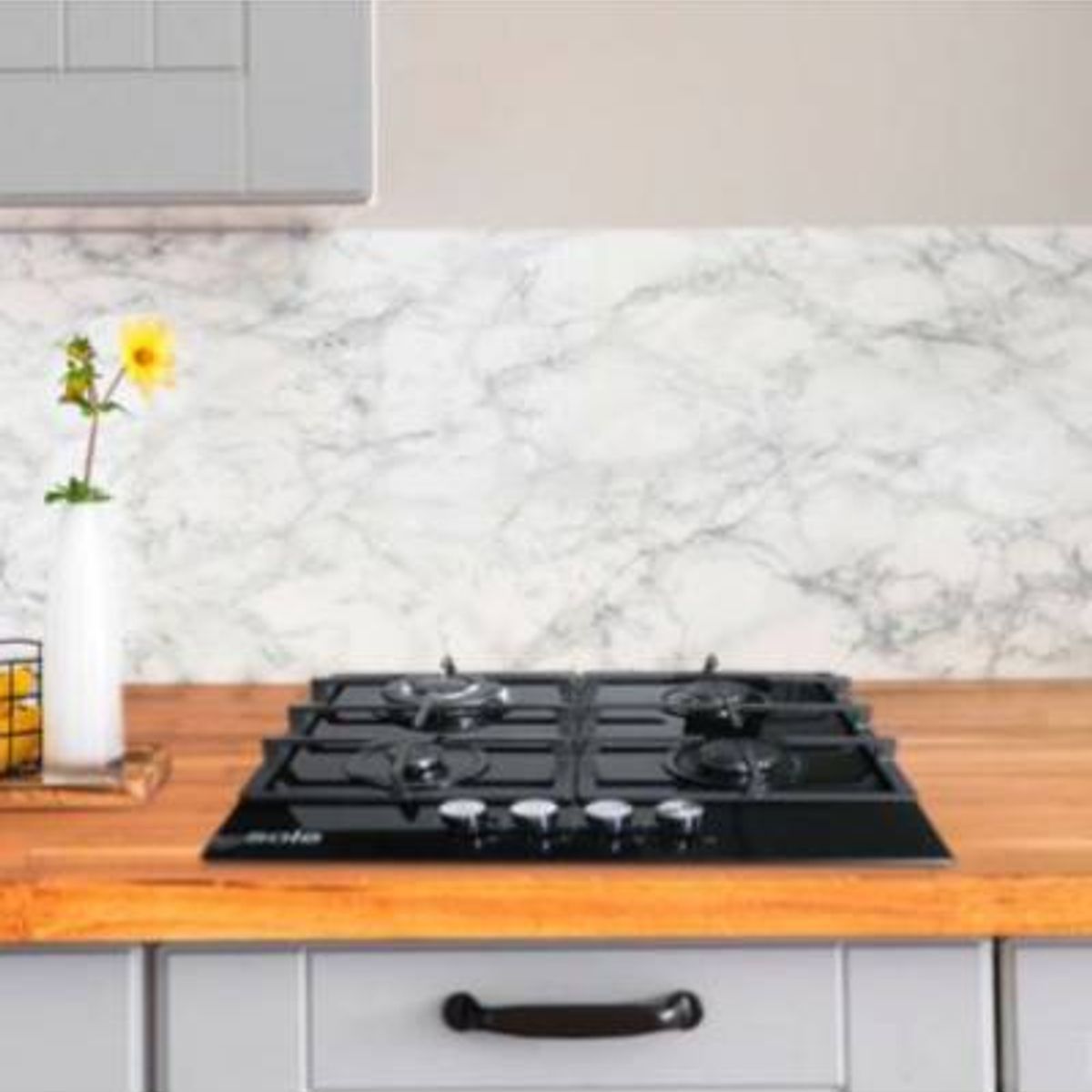 SOLE - Cocina Empotrable a Gas Sole 4 Hornillas Vidrio SOLCO045V2