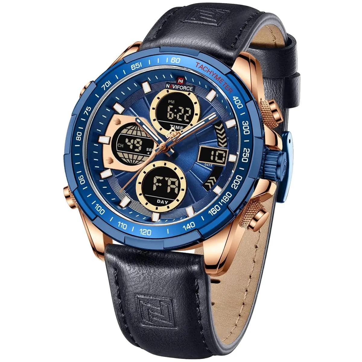 NAVIFORCE - Reloj Naviforce 9197 Blue Deportivo Para Hombre Correa De Cuero