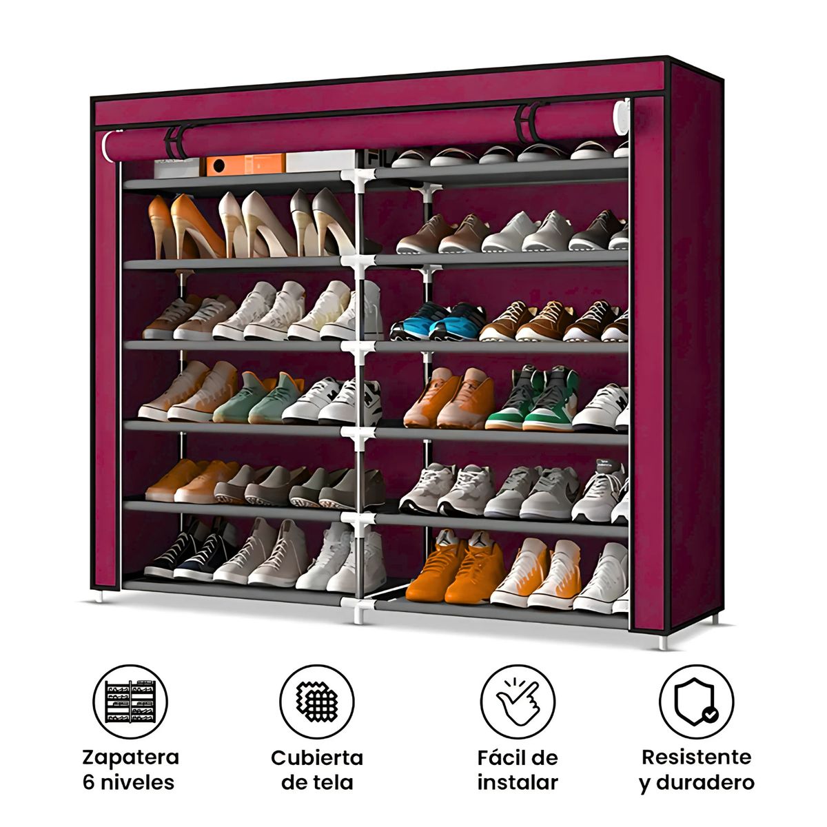 SM - ZAPATERA ORGANIZADOR DE ZAPATOS 12 COMPARTIMIENTOS-VINO
