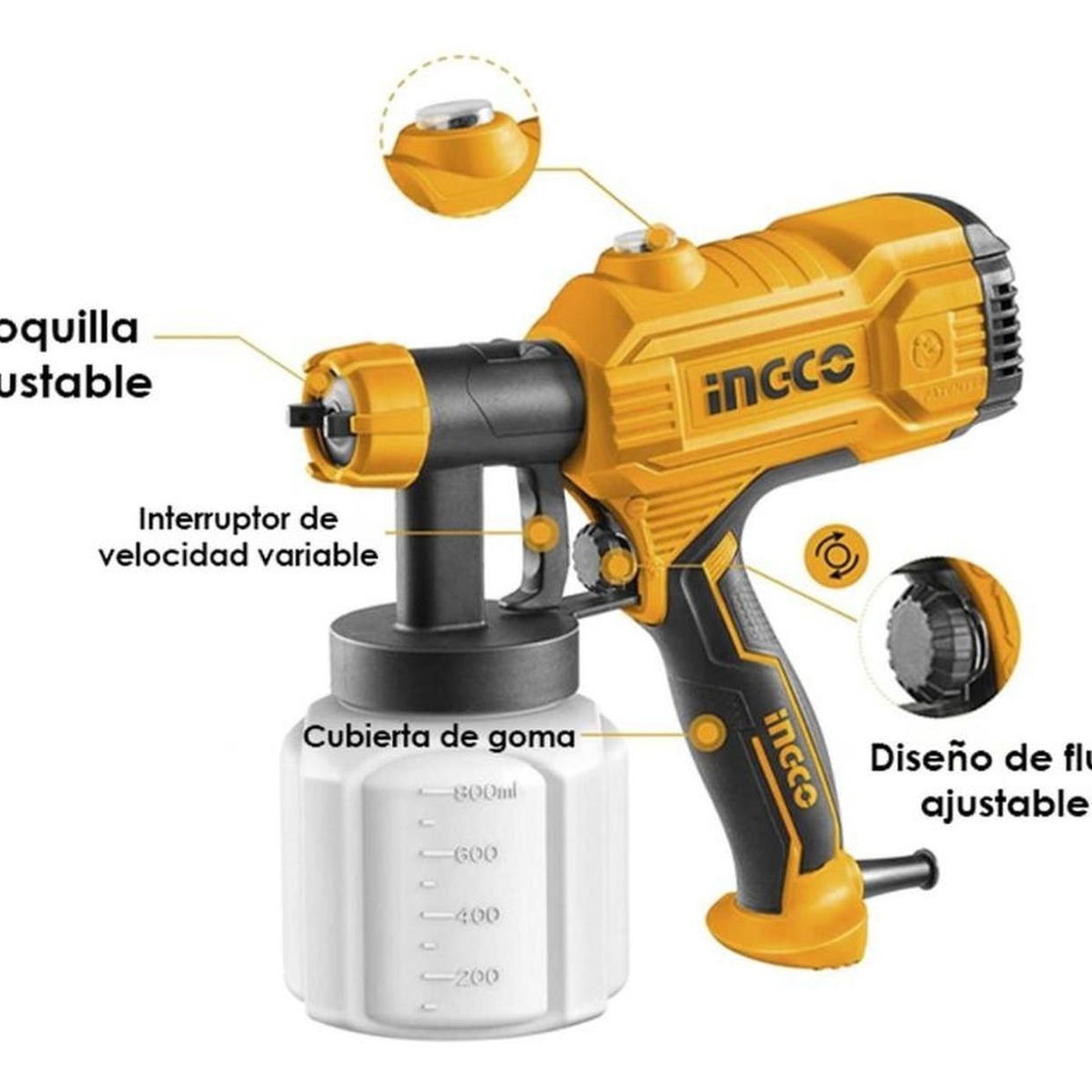 INGCO TOOLS - Pistola Para Pintar INGCO 450W 800ml HVLP SPG3508 Eléctrica
