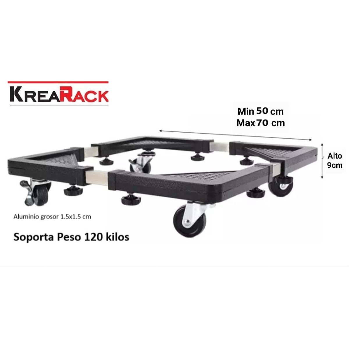 RACK JAPAN - Base ajustable con ruedas para lavadora cocina etc de 50 a 70cm/ 120kg