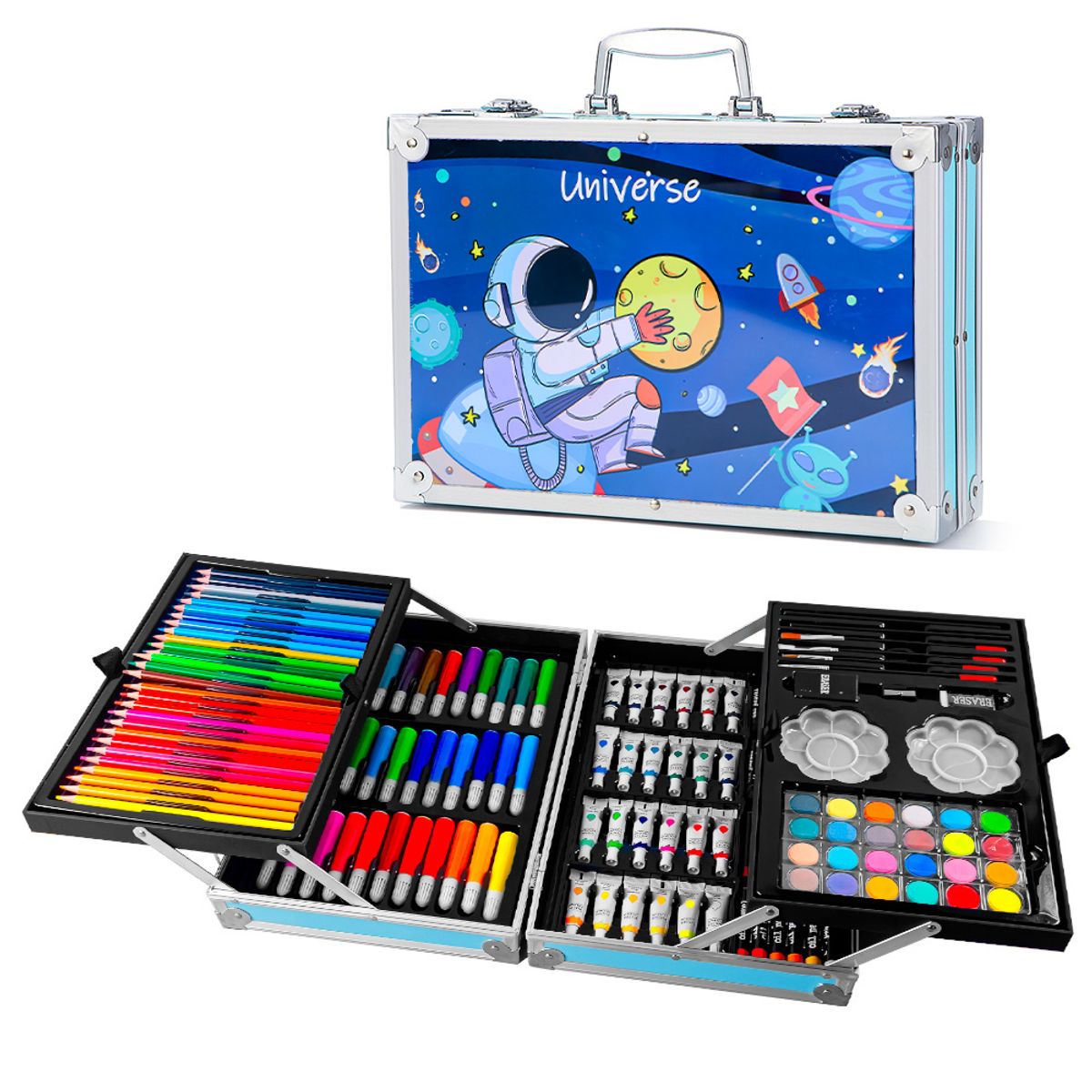 KELLER - Set de Arte Maleta de Aluminio 145 Piezas Astronauta