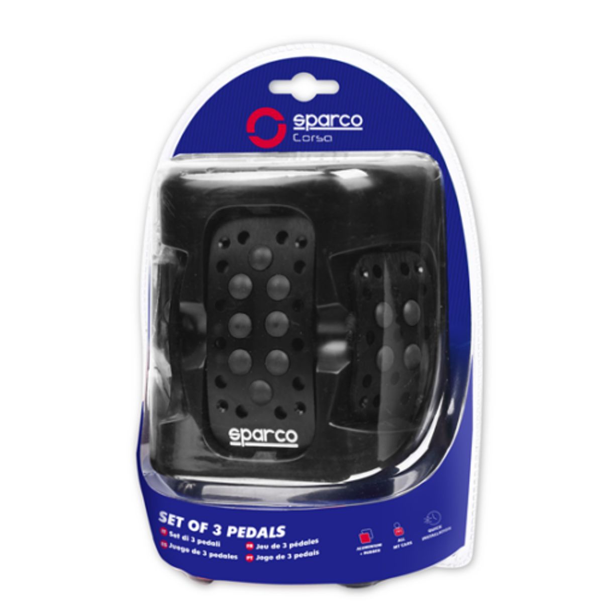 SPARCO - Set Pedales Aluminio Con Goma Sparco CORSA  SPC0401BK