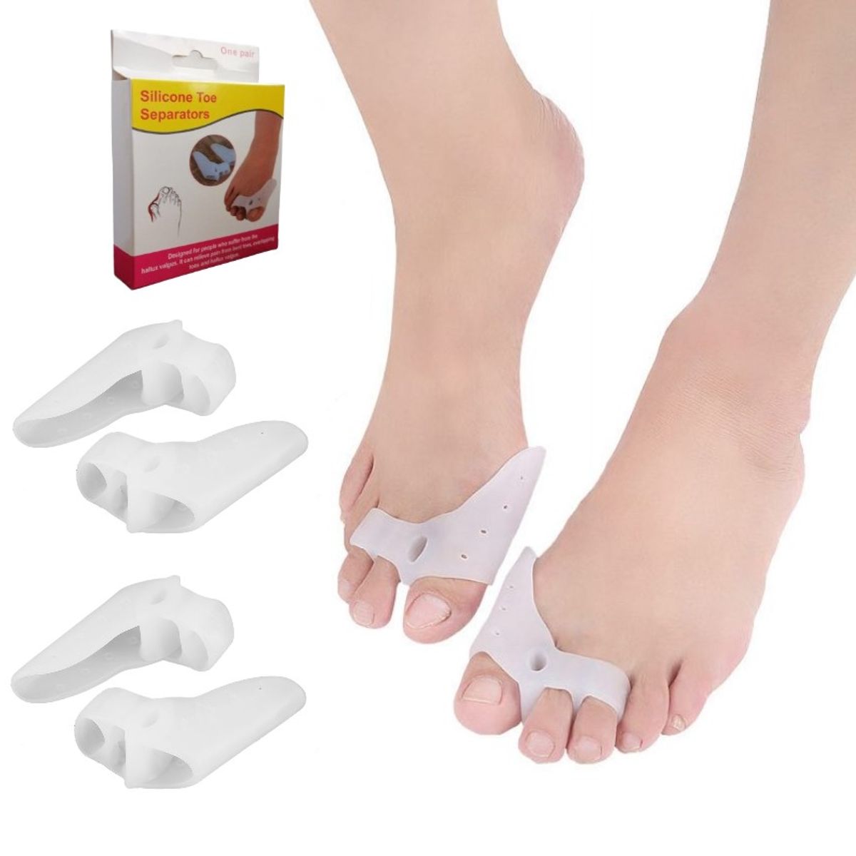 GENERICO - Corrector De Juanete 2 pares separador de dedo de silicona