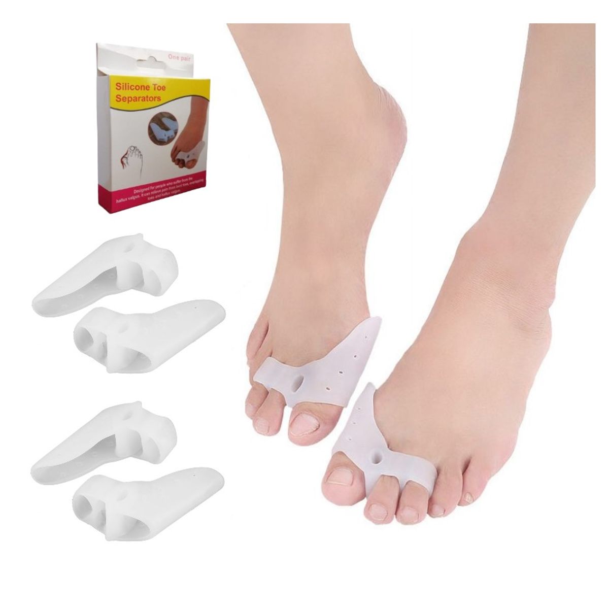 GENERICO - Corrector De Juanete 2 pares separador de dedo de silicona