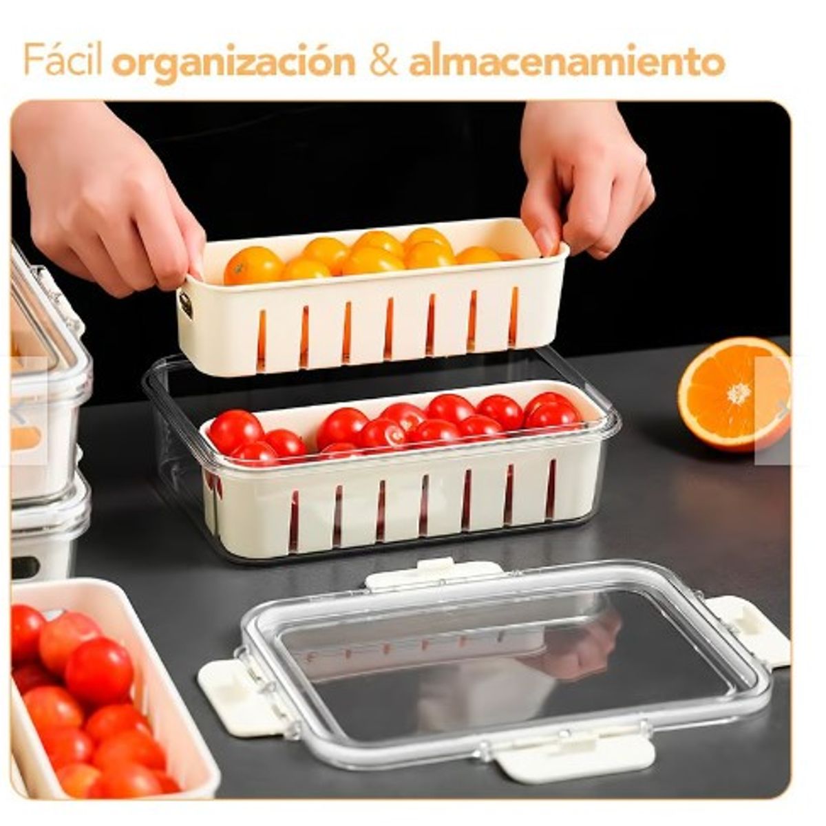 GENERICO - Taper hermético para vegetales frutas 2 desmontable