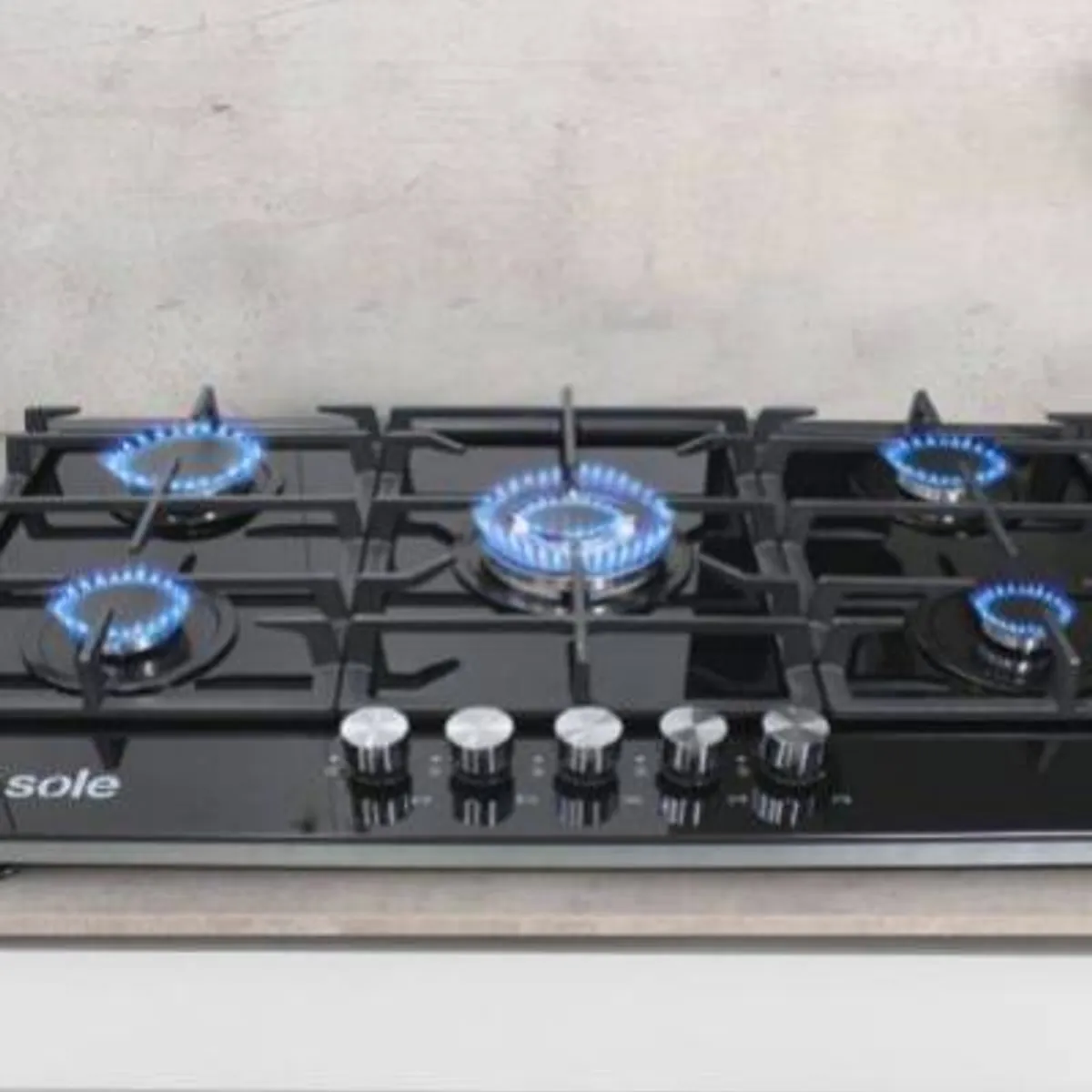 SOLE - Cocina Empotrable a Gas Sole 5 Hornillas Vidrio SOLCO046V2