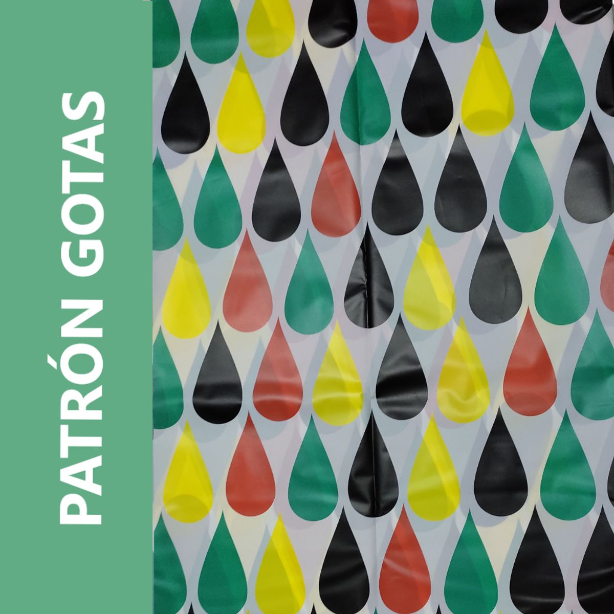 GENERICO - Cortina de ducha con 12 ganchos 180x180 - Gotas