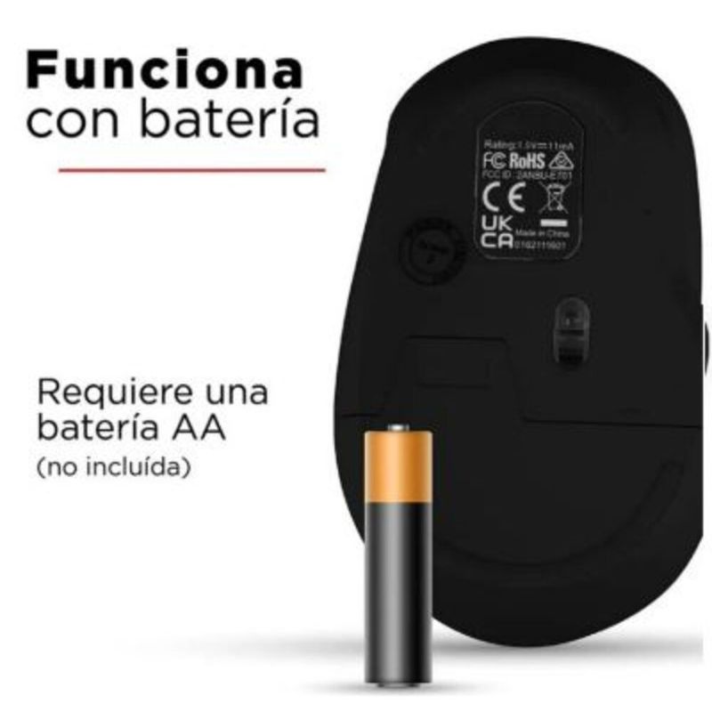 GENERICO - Mouse inalámbrico Bluetooth 2,4 GHz Negro