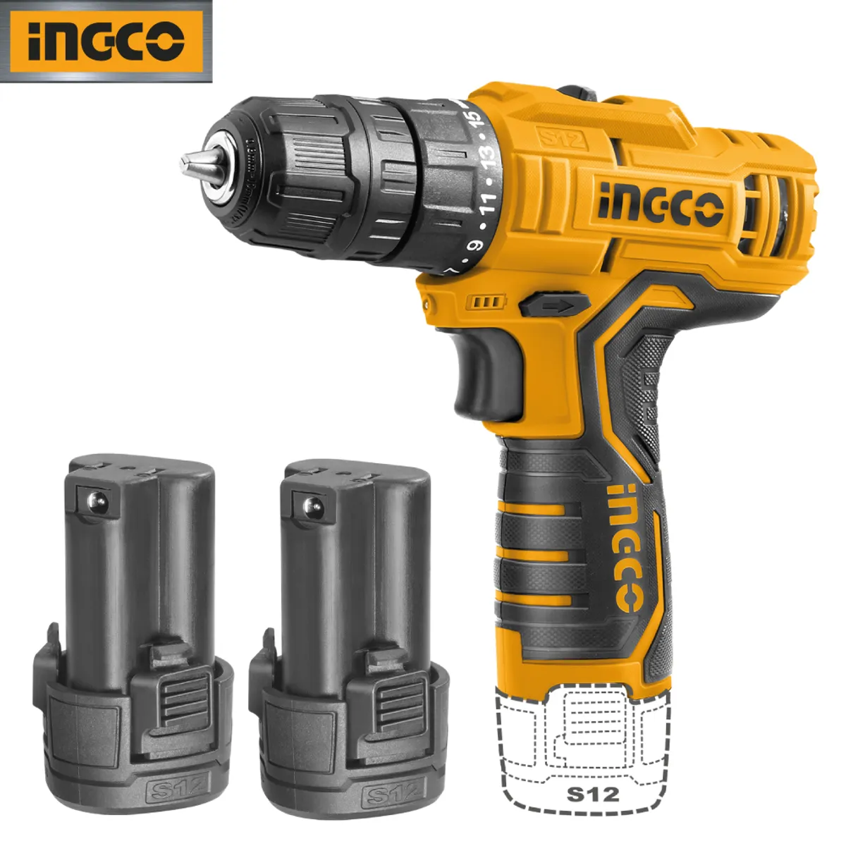 INGCO TOOLS - Kit Atornillador INGCO 12V + Pistola Silicona + Linterna COSLI22121