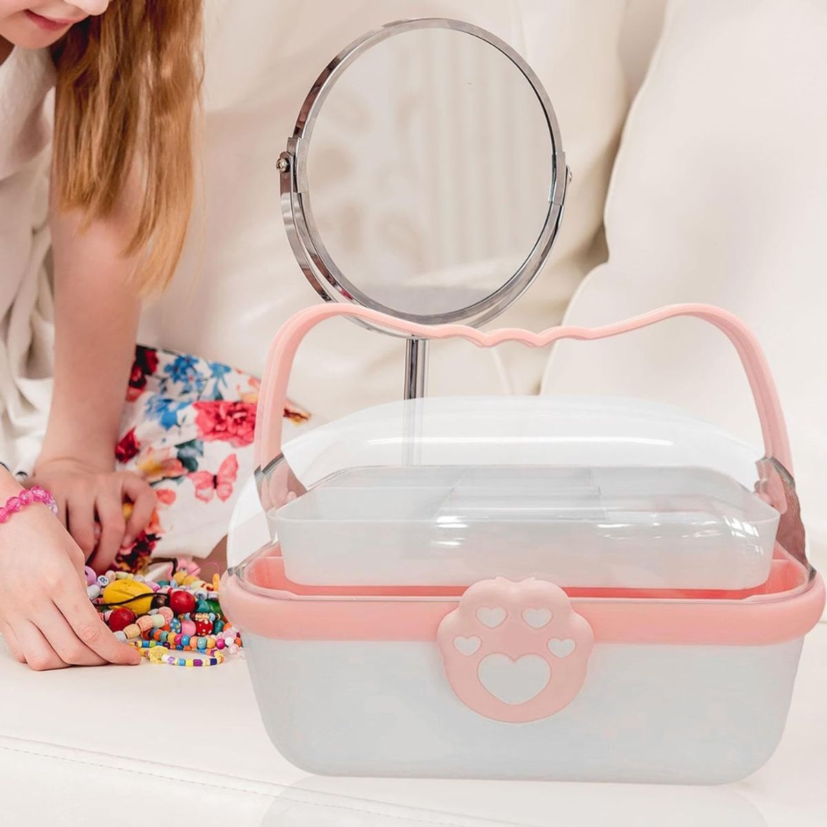 GENERICO - Caja Grande Organizadora Cosmetiquera Acrílico Kawai - Blanco