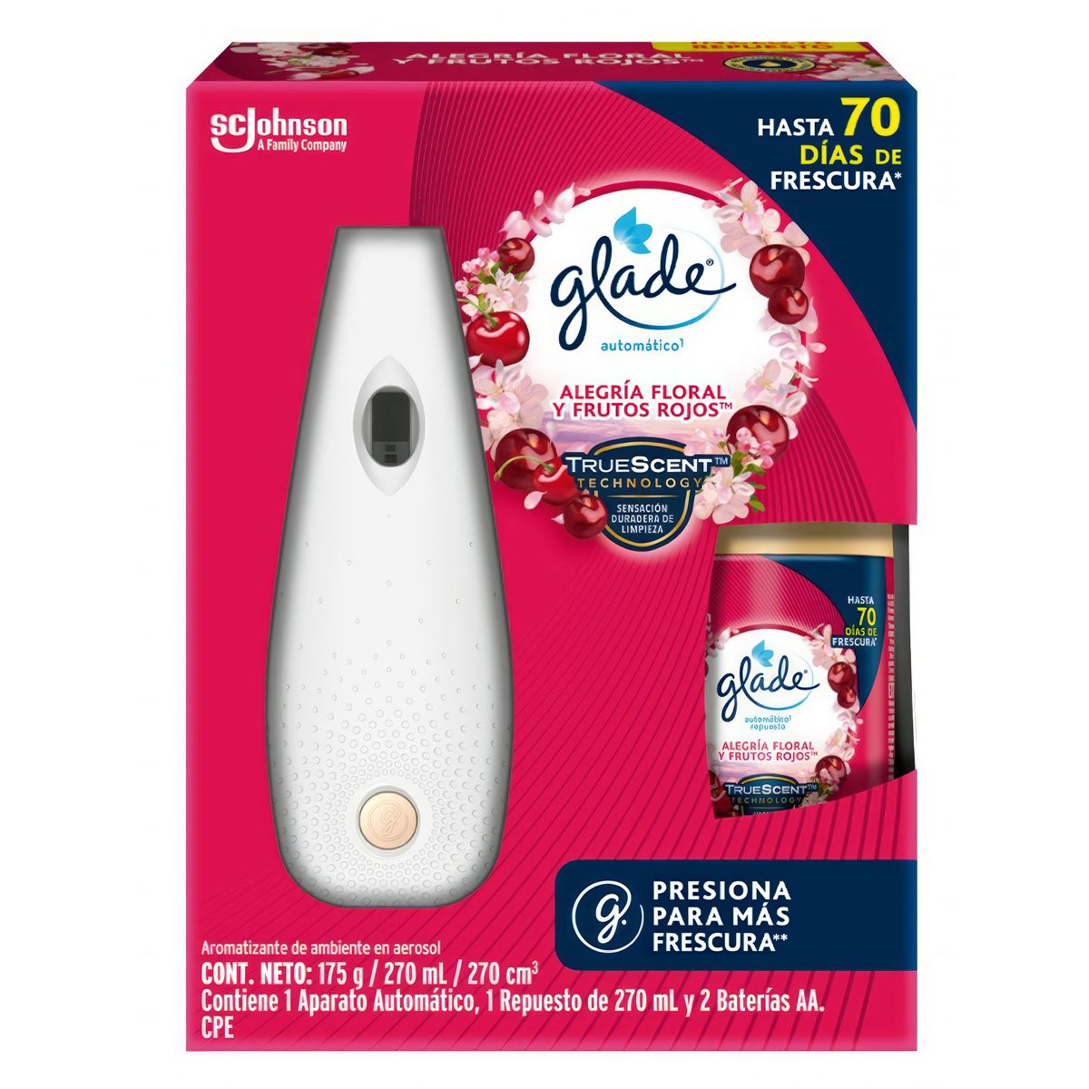 GLADE - Aromatizador Automático 270ml Floral Frutos Rojos Glade