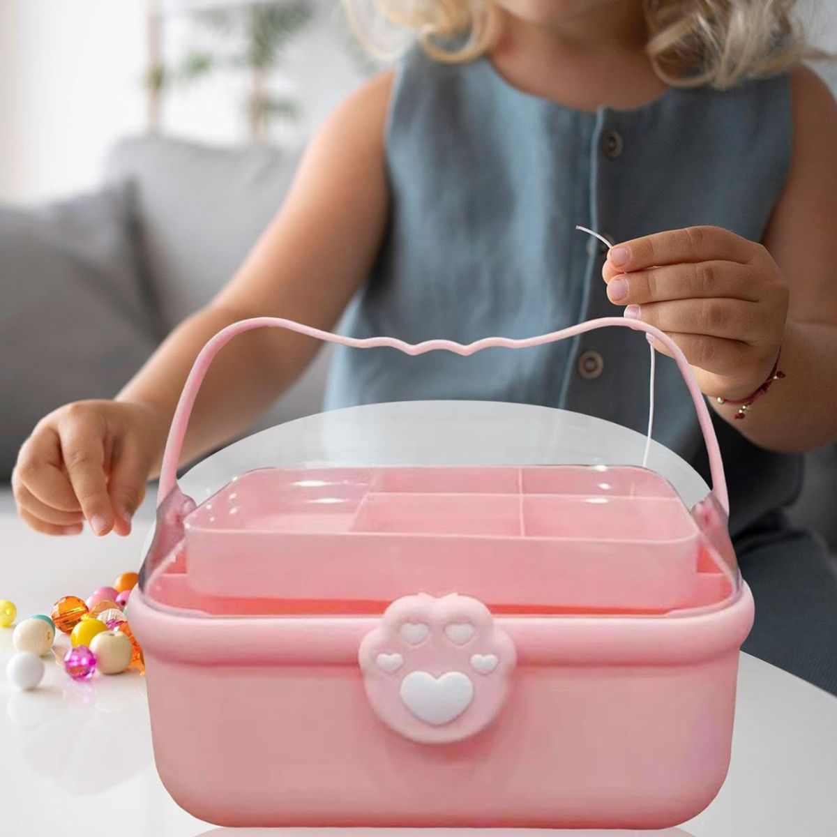 GENERICO - Caja Grande Organizadora Cosmetiquera Acrílico Kawai - Rosado